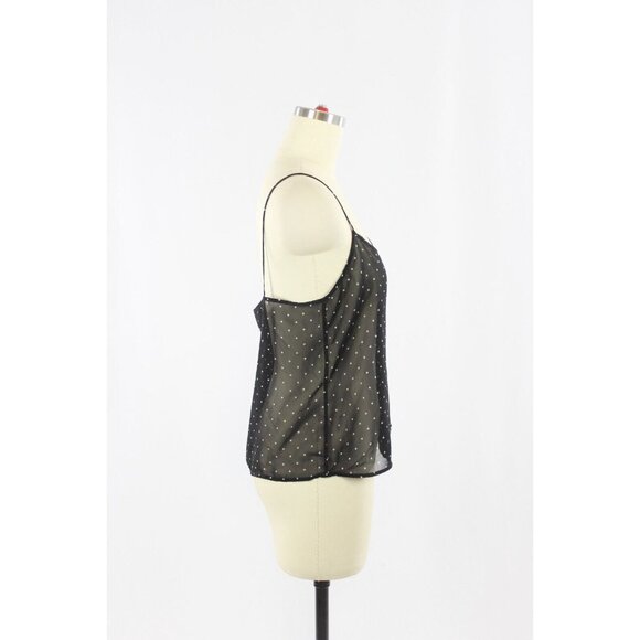 AMERICAN APPAREL Sheer Black Polka Dot Chiffon Camisole Tank Top, Size XS - Picture 2 of 10